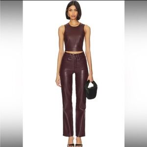 Good American Women's Burgundy Faux Leather Set (Top & Pants)